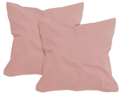 Productafbeelding van Set van 2 kussenslopen van katoen – jersey – antiekroze, ongeveer 40 x 40 cm