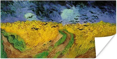 Produktbild von MuchoWow® Poster Weizenfeld mit Krähen - Vincent van Gogh 40x20 cm - Poster für die Wand - Poster Schlafzimmer