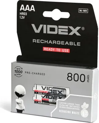 Obrázek produktu pro Nabíjecí baterie Ni-MH VIDEX HR03 800mAh 2 kusy v blistru