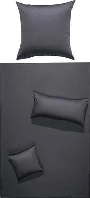 Produktbild von Erwin Müller Bettwäsche Landshut" anthrazit 1x 155x220 cm + 1x 40x80 cm"