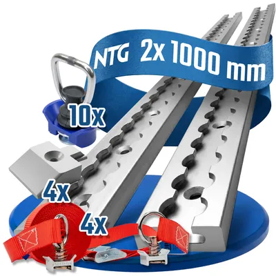 Produktbild von Airlineschiene Zurrschiene 2 x 1 m 1 Meter eckig m. Bohrungen, kpl. Set