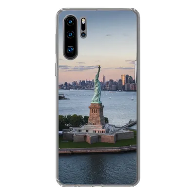 Produktbild von MuchoWow® Handyhülle Schutzhülle Hülle für Huawei P30 Pro New York - Freiheitsstatue - Skyline Silikon Softcase Handy Hülle - Schutzdeckel