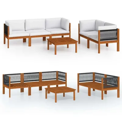 Produktbild von vidaXL 6-tlg. Garten-Lounge-Set mit Kissen Cremefarbenes Holz Akazie & Seil
