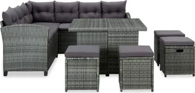 Obrázok produktu pre vidaXL 6-dielna záhradná obývacia súprava s vankúšmi Poly Rattan Grey