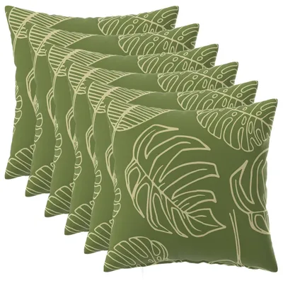 Image de vidaXL, housses de coussin, 6 pièces, motif feuilles, 45 x 45 cm, polyester