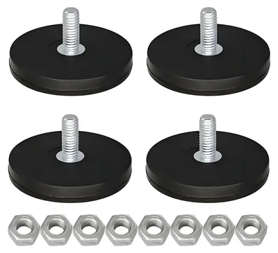4 Neodym-Magnete mit Gummibeschichtung, 43 mm, M4-Schrauben, rutschfest