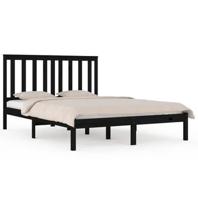 Produktbild von vidaXL Massivholzbett Schwarz Kiefer 140x190 cm
