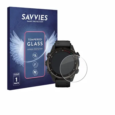 Produktbild von Savvies Schutzglas für Garmin Descent Mk3i (43 mm) Displayschutz 9H Glas klar transparent