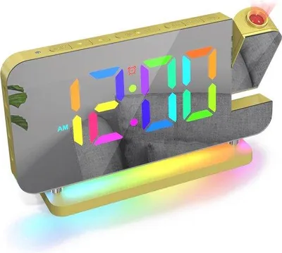 Image de Réveils numériques avec projection et veilleuse, couleur or