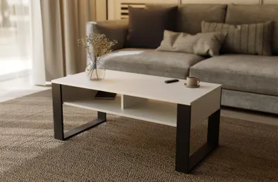 Produktbild von Meble Pitus Couchtisch ST7 90x50 cm mit Doppelablage – Weiß