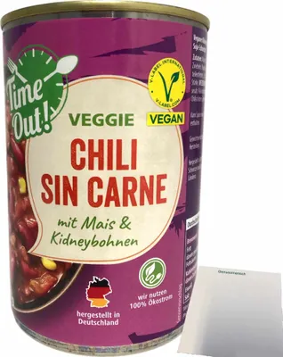Produktbild von Time Out Chili sin Carne (400g Dose) + usy Block