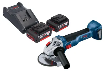 Zdjęcie produktu dla Bosch GWS 18V-10 Profesjonalna akumulatorowa szlifierka kątowa 18 V 125 mm bezszczotkowa + 2x akumulator 5,0 Ah + ładowarka