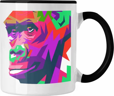 Produktbild von Trendation - Chimpanse Tasse Geschenk Polygon Grafik Lustig (Schwarz)