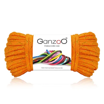 Produktbild von Paracord 550 Seil Glitter-Cord für Armband, Leine, Halsband, Nylon/Polyester-Seil mit 7 Kern-Strängen, 30 Meter, 4mm Stärke | Mehrzweck-Seil | Parachute Cord | Farbe: Orange-Gold