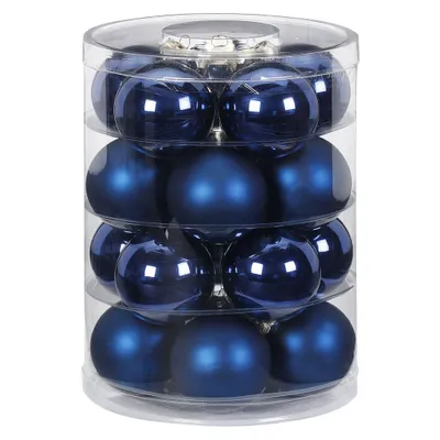 Produktbild von Weihnachtskugeln Glas 6cm, 20 Stück, Farbe:Midnight Blue - dunkelblau