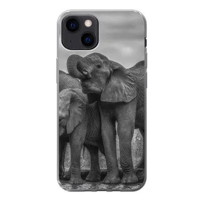 Produktbild von MuchoWow® Handyhülle Schutzhülle Hülle für iPhone 13 Elefant - Tiere - Wasser - Schwarz und weiß Silikon Softcase Handy Hülle - Karteninhaber