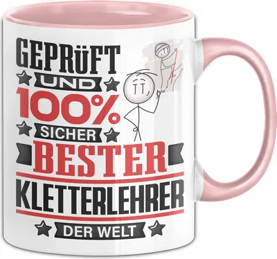 Produktbild von Kletterlehrer Geschenk Lustiger Spruch für Kletterlehrer Geschenkidee Bester Kletterlehrer Der Welt (Rosa)