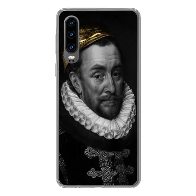 Produktbild von MuchoWow® Handyhülle Schutzhülle Hülle für Huawei P30 Malerei - Gold - Schwarz - Weiß Silikon Softcase Handy Hülle - Kartenbesitzer