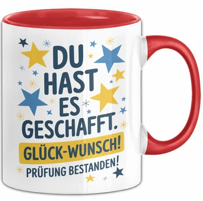 Produktbild von Schüler Abschluss Tasse Geschenk Lustige Geschenkidee Spruch Du Hast Es Geschafft (Rot)