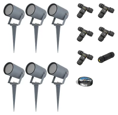 Produktbild von HOFTRONIC LED Gartenstrahler 6x Dimmbar IP65 GU10 Anthrazit