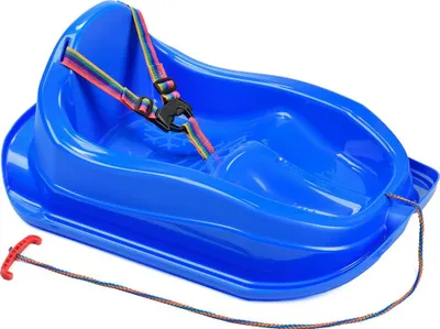 Produktbild von Kinderschlitten aus Kunststoff mit Sicherheitsgurten blau