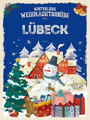 Produktbild von vianmo Holzschild 40x30 cm Weihnachtsgrüße aus LÜBECK