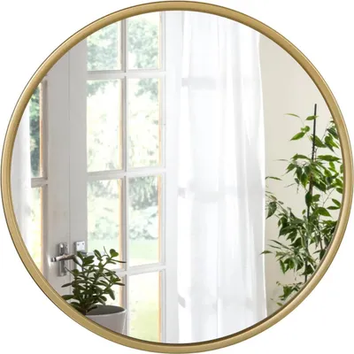Produktbild von Runden Wandspiegel – Goldener Stahlrahmen – Für Badezimmer, Schlafzimmer, Wohnzimmer & Flur – Moderne Aufhängung – 60x60 cm