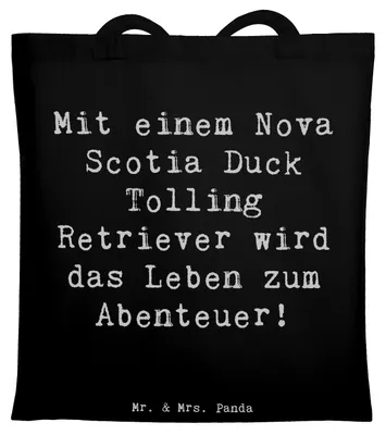 Produktbild von Mr. & Mrs. Panda dokumententasche Spruch Nova Scotia Duck Abenteuer - Schwarz - Geschenk, Freude, Tote Bag, Uni Tasche, Schultasche, Jutebeutel, Hunderasse, Intelligenz