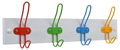 Immagine prodotto di Appendiabiti per bambini con 4 ganci colorati e base in legno