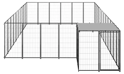 Produktbild von Outdoor Hundehütte mit abschließbarer Tür - Schwarz/Silbergrau - 660x330x110 cm - für Hunde