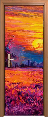 Produktbild von Türposter 70x200 cm Türaufkleber Türtapete Türfolie Klebefolie Windmühle Sonne Himmel Blume