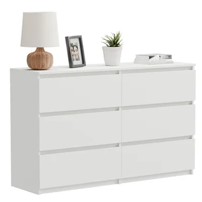 Produktbild von Kommode Weiss 6 Schubladen 100 Cm Funktional Modern Für Wohnzimmer Zimmer Büro Haus