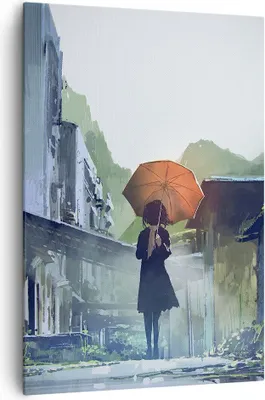 Produktbild von Bild auf Leinwand - Leinwandbild - Einteilig - Frau Straße Haus - 70x100cm - Wand Bild - Wanddeko - Wandbilder - Leinwanddruck - Wanddekoration - Leinwand bilder - Wandbild - PA70x100-3918