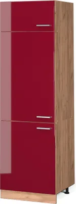 Produktbild von Vicco Kühlumbauschrank R-Line, 60 cm, Bordeaux Hochglanz/Goldkraft Eiche