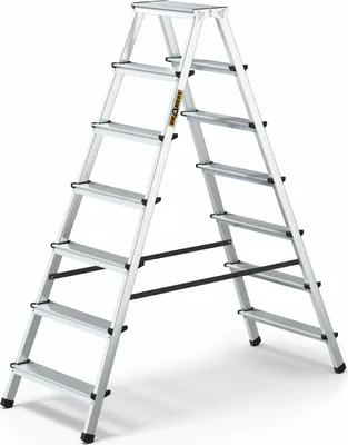 Immagine prodotto di Drabest | Scala pieghevole - 7 gradini, capacità di carico 125 kg - Scala a doppia faccia, scala in alluminio, piedi antiscivolo, scala a passo, scala