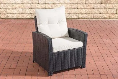 Obrázek produktu pro Famanu, zahradní židle - odolná vůči povětrnostním vlivům - design relaxační židle - ratanový vzhled - černá/bílá - sada 1 kus