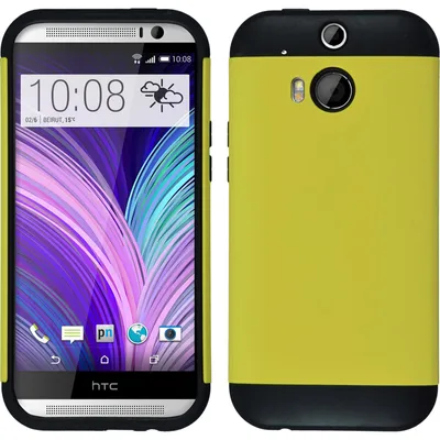 Produktbild von PhoneNatic Hybridhülle kompatibel mit HTC One M8 -  gelb Cover Schutzhülle + 2 Schutzfolien