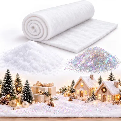 Produktbild von Weihnachtsdekoration: Kunstschnee für Weihnachtsdekorationen. Weihnachtsdekorationsset für festliche Dekorationen