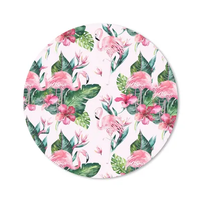 Produktbild von MuchoWow® Mauspad Mousepad Flamingo - Blumen - Blätter - Muster 40x40 cm - Mousepads - Maus Mat - Pad - Mausunterlage - Schreibtisch Accessoires