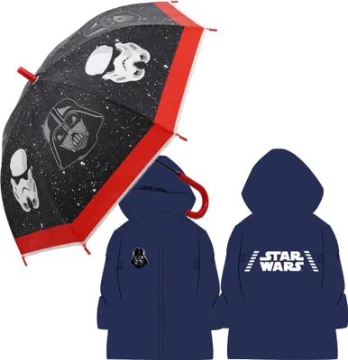 Produktbild von Star Wars Kinder Regenschirm plus Regenponcho – 110/116