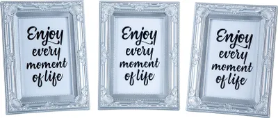 Produktbild von 3er Set Fotorahmen 10x15 Silber Fotoaufsteller Barock Shabby Antik Deko Portrait