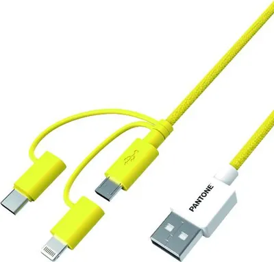 Immagine prodotto di Pantone PT-USB003Y1 cavo USB 1,2 m USB A USB C/Micro USB A/Lightning Giallo