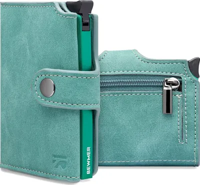 Produktbild von Shielded Slim Wallet mit Münzfach für Herren & Damen | Kartenetui mit Münzfach & RFID-Schutz & Anti-Cloning | Scheine, Münzen & 9 Kreditkarten