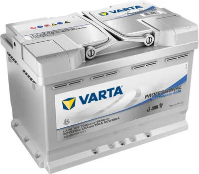 Produktbild von Varta 840070076C542, AGM (Absorbierende Glasmatte), 70 Ah, 12 V, 760 A, Marine/Freizeit, H6/LN3
