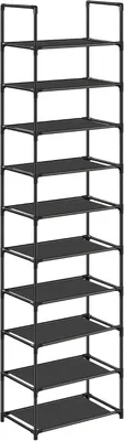 Imagen del producto de Estante para zapatos estrecho - 10 niveles - Estructura de metal - 45 x 11 x 173 cm - Zapatero