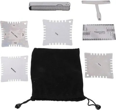 Produktbild von Präzisions-Gitarrenhals-Radius-Messgerät, Edelstahl, Silber, für E-Gitarren und Bässe