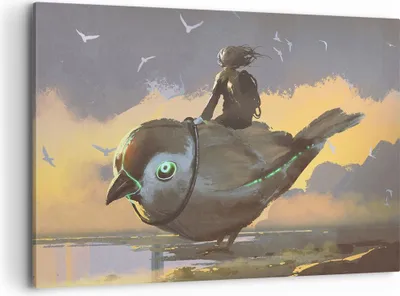 Produktbild von Bild auf Leinwand - Leinwandbild - Fantasie Vogel - 100x70cm - Wand Bild - Wanddeko - Wandbilder - Leinwanddruck - Bilder - Kunstdruck - Wanddekoration - Leinwand bilder - Wandkunst - AA100x70-3933