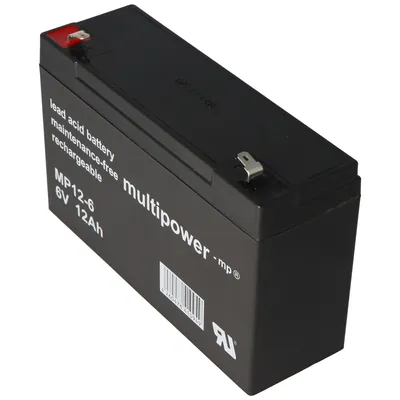 Zdjęcie produktu dla Akumulator kwasowo-ołowiowy Multipower MP12-6 ze złączem Faston 4,8 mm 6 V, 12 Ah