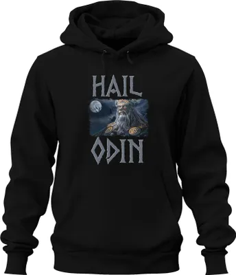 Zdjęcie produktu dla Viking Asgard Hail Odin Norse Mythology Raven Runes Uni Bluza z kapturem, Czarny, L