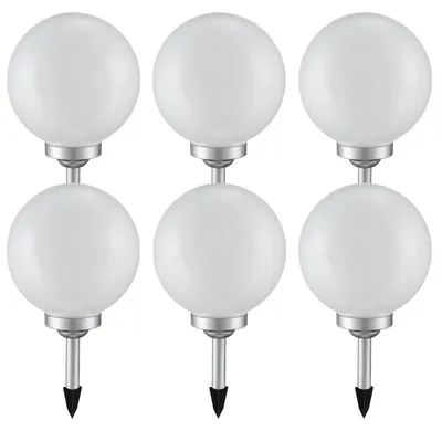 Produktbild von 6x LED Solarleuchte, Kugel weiß, DM 20 cm, H 62 cm